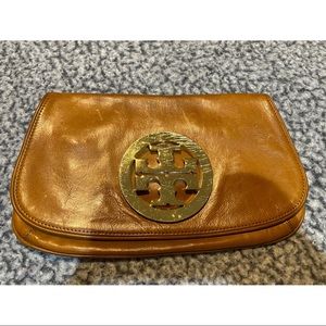 Tory Burch Camel and Gold Clutch